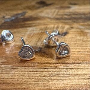 Tiny Heart-Shaped Sterling Silver Stud Earrings for Kids